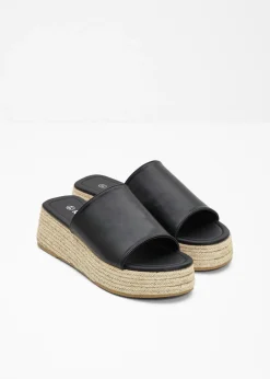 Hot Mules de plataforma con aspecto de rafia Mujer Tendencias·Zapatos Veganos|Zapatos Primavera-Verano