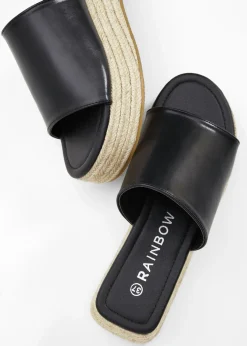 Hot Mules de plataforma con aspecto de rafia Mujer Tendencias·Zapatos Veganos|Zapatos Primavera-Verano