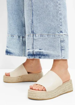 Best Mules de plataforma con aspecto de rafia Mujer Tendencias·Zapatos Veganos|Zapatos Primavera-Verano