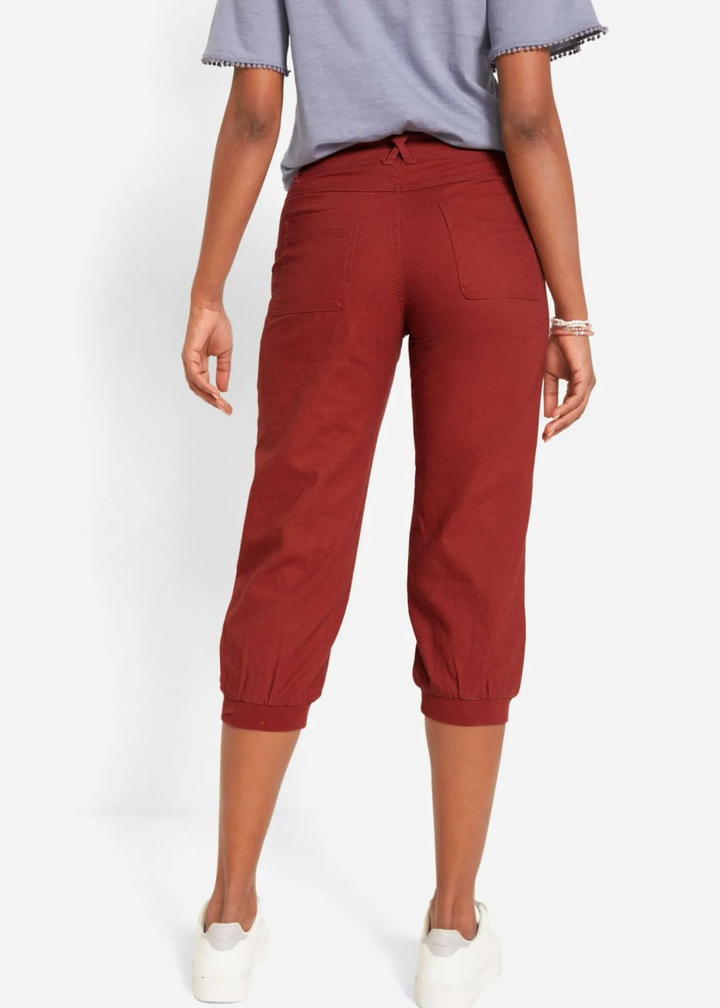 Clearance Pantalón 3/4 en mezcla de algodón y lino Mujer Pantalones
