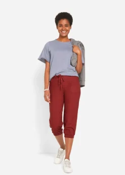 Clearance Pantalón 3/4 en mezcla de algodón y lino Mujer Pantalones