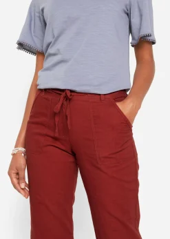 Clearance Pantalón 3/4 en mezcla de algodón y lino Mujer Pantalones