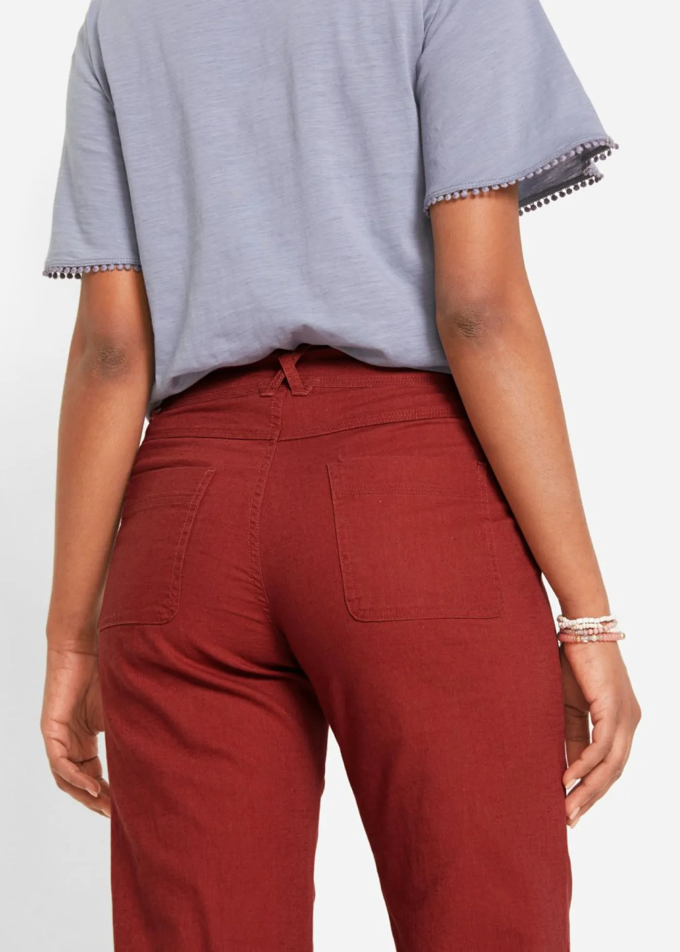 Clearance Pantalón 3/4 en mezcla de algodón y lino Mujer Pantalones
