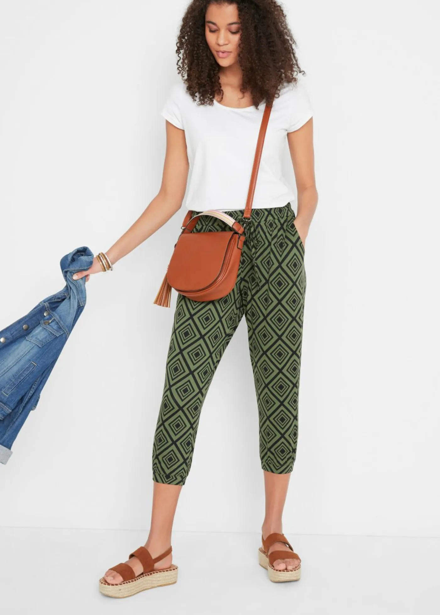Sale Pantalón 3/4 estampado Mujer Pantalones