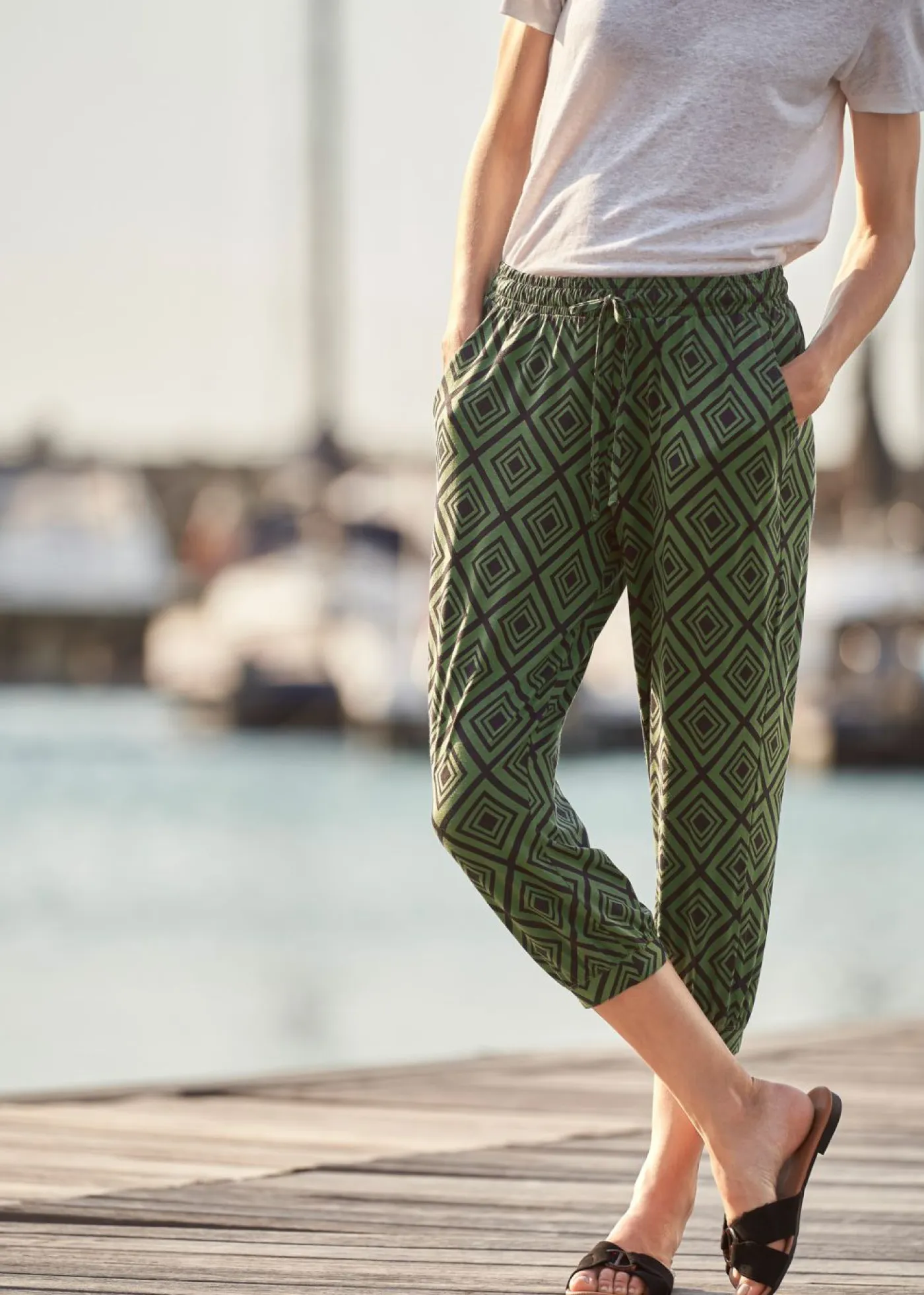 Sale Pantalón 3/4 estampado Mujer Pantalones
