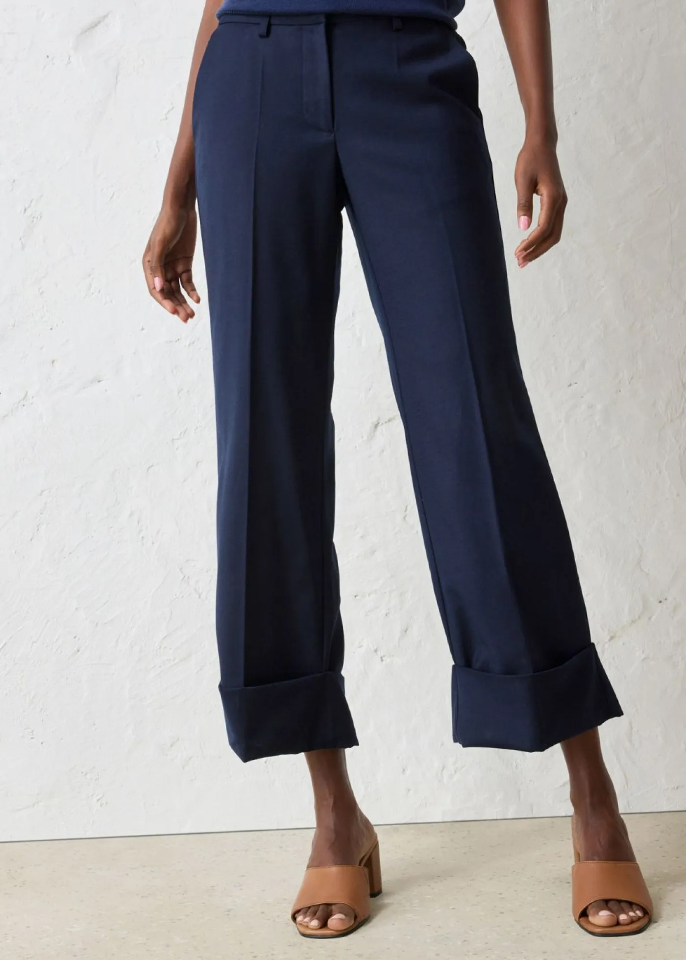 Pantalón acampanado con contenido de lana Mujer Premium|Pantalones