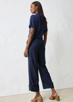 Pantalón acampanado con contenido de lana Mujer Premium|Pantalones