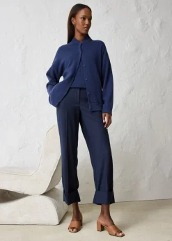 Pantalón acampanado con contenido de lana Mujer Premium|Pantalones
