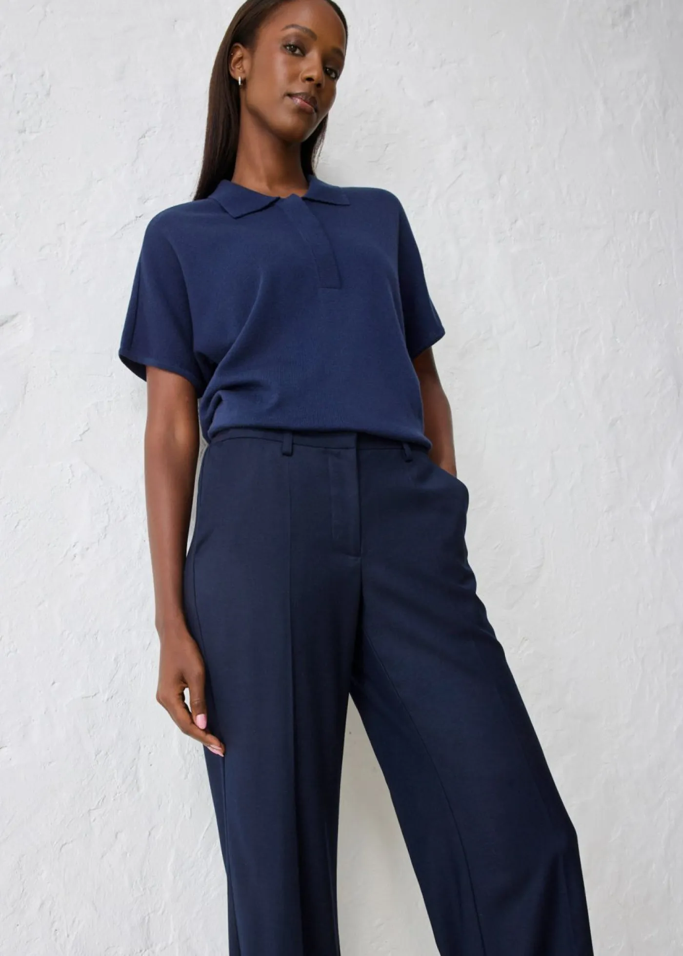 Pantalón acampanado con contenido de lana Mujer Premium|Pantalones