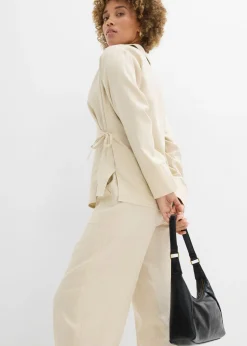 Clearance Pantalón acampanado de mezcla de lino ligero Mujer Conjuntos De Ropa|Pantalones