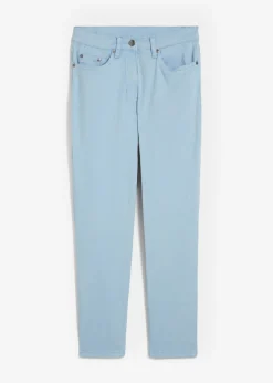 Pantalón acortado de sarga con aspecto desgastado Mujer Pantalones