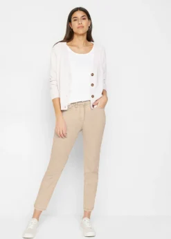 Sale Pantalón acortado de sarga con aspecto desgastado Mujer Pantalones