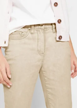 Sale Pantalón acortado de sarga con aspecto desgastado Mujer Pantalones