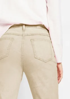 Sale Pantalón acortado de sarga con aspecto desgastado Mujer Pantalones