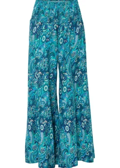 Best Pantalón ancho con cintura de nido de abeja Mujer Pantalones|Tallas Pequeñas