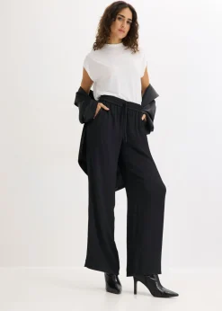 Pantalón ancho con cinturilla cómoda Mujer Pantalones