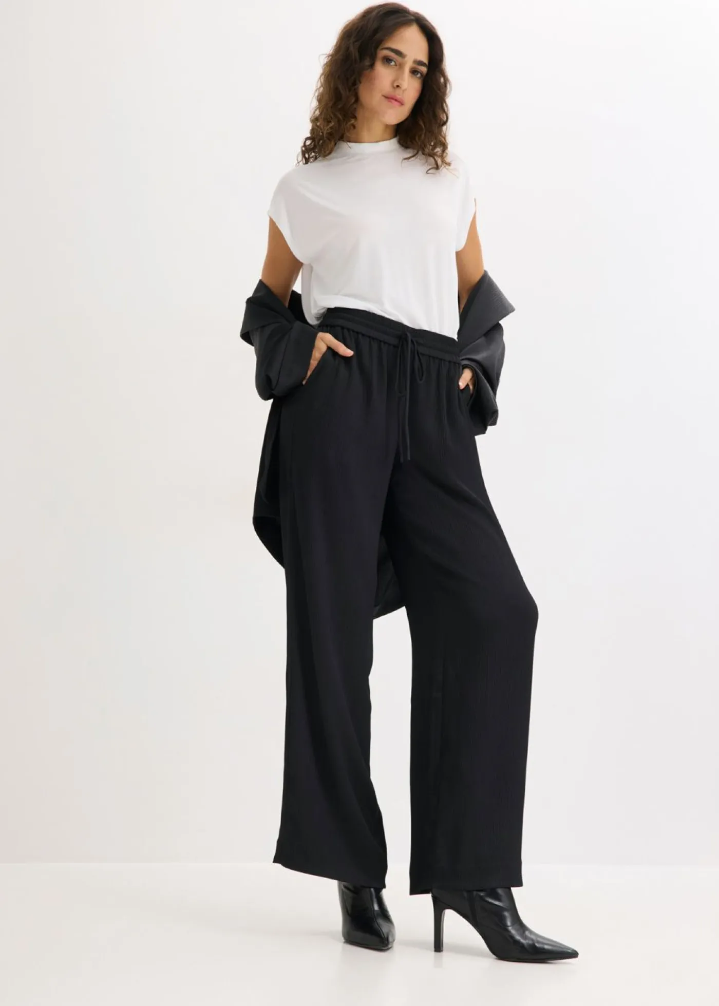 Pantalón ancho con cinturilla cómoda Mujer Pantalones