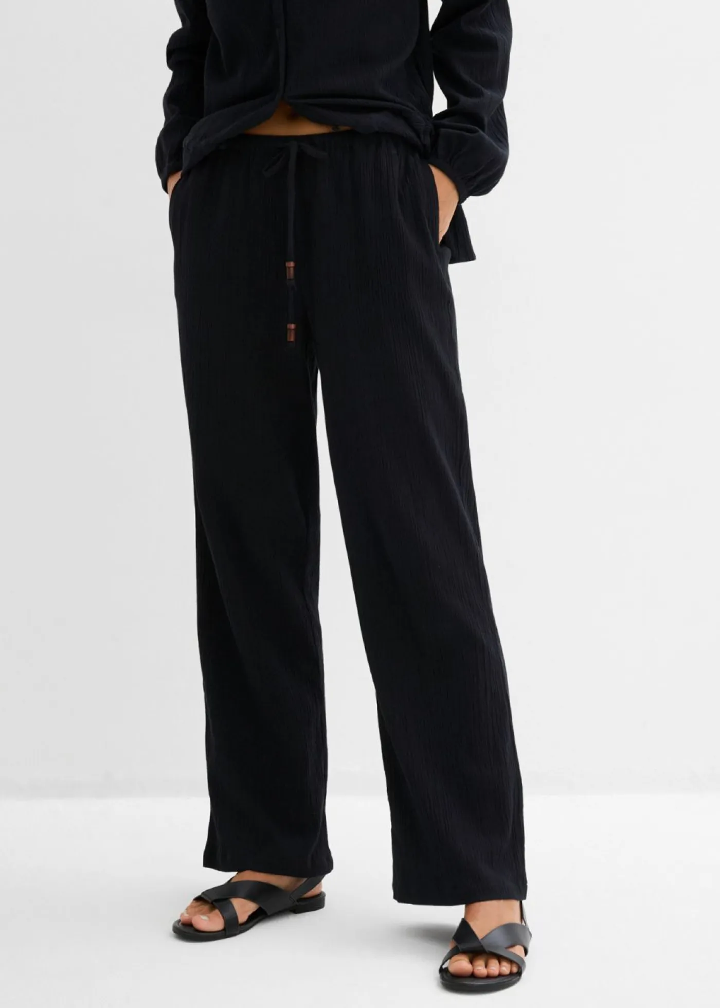 Best Pantalón ancho con efecto estructurado Mujer Pantalones