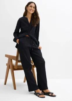 Best Pantalón ancho con efecto estructurado Mujer Pantalones