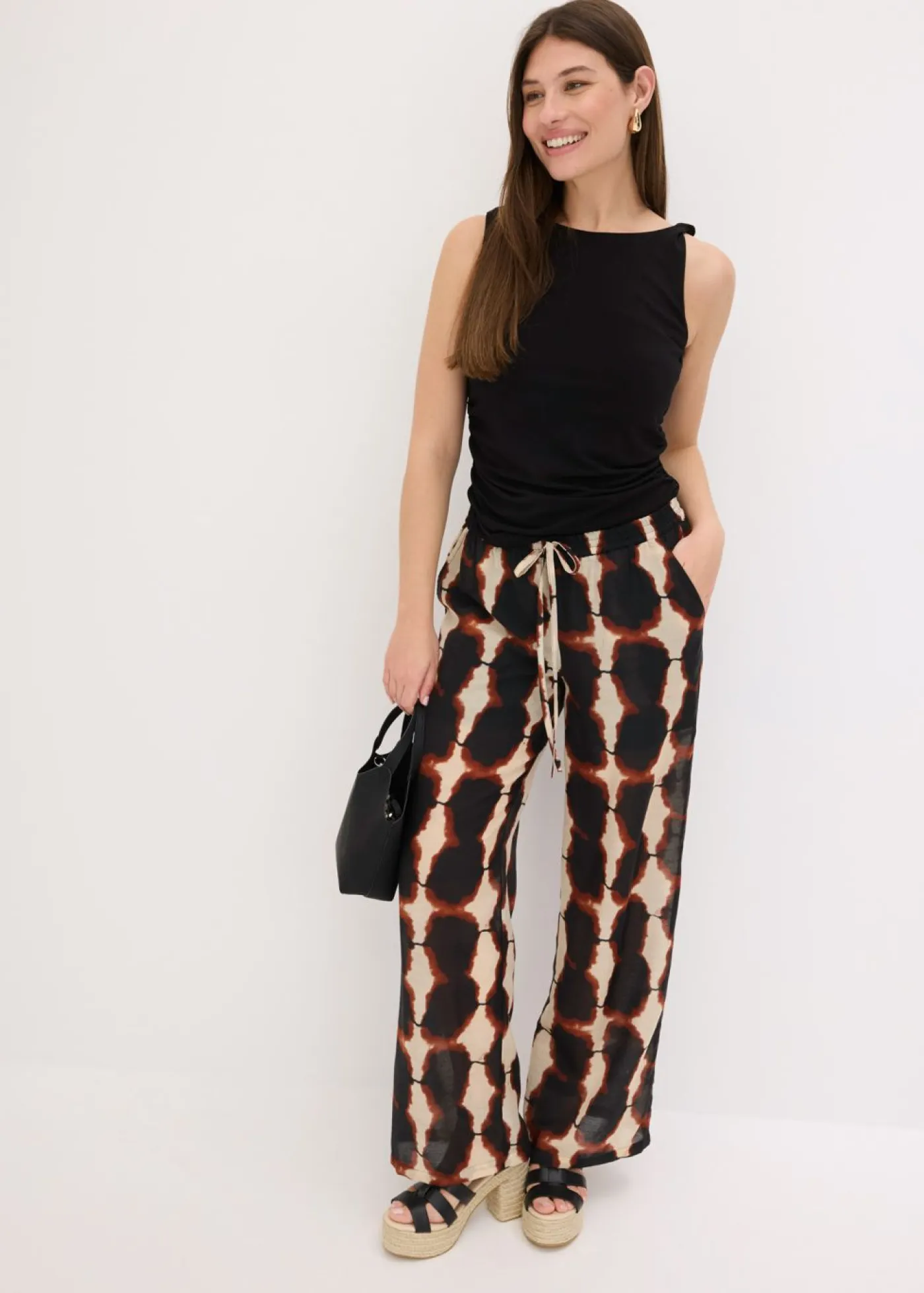 New Pantalón ancho con estampado batik Mujer Conjuntos De Ropa|Pantalones