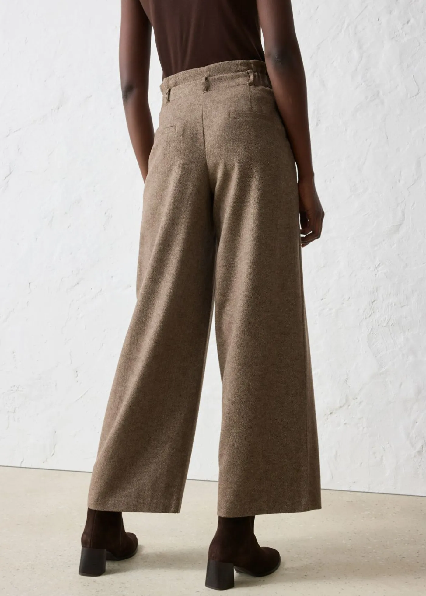 Clearance Pantalón ancho con lana Mujer Premium|Pantalones