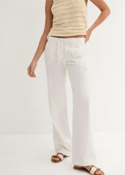 Hot Pantalón ancho con lino Mujer Pantalones|Tallas Pequeñas