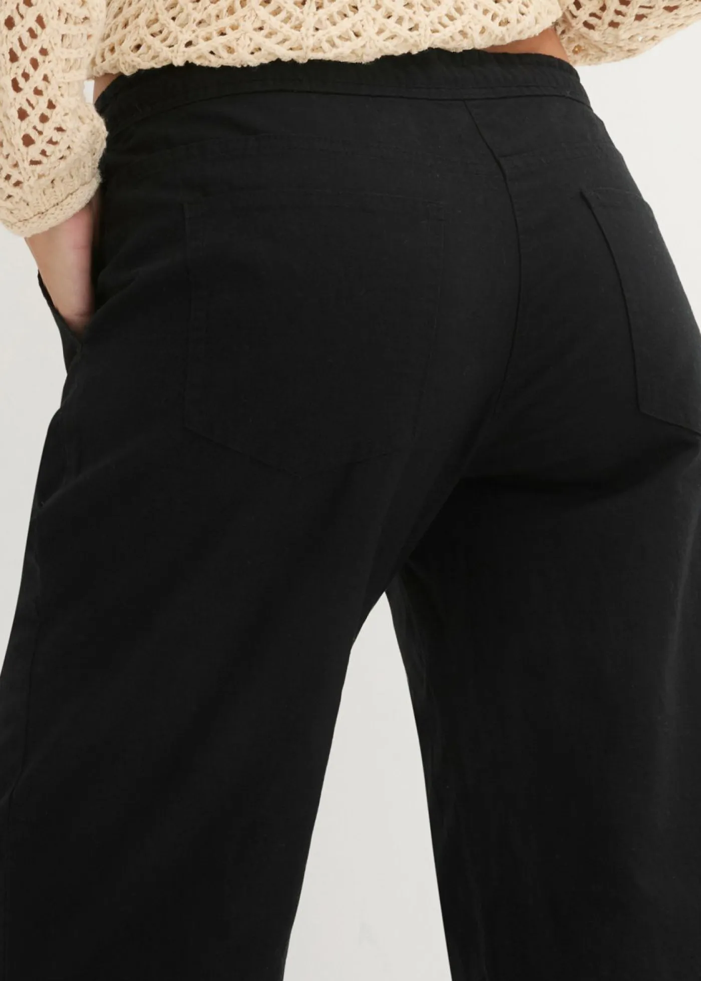 Best Pantalón ancho con lino Mujer Pantalones|Tallas Pequeñas