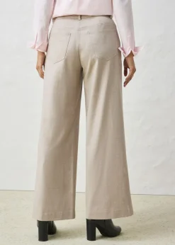 New Pantalón ancho de 5 bolsillos con lana Mujer Premium|Pantalones