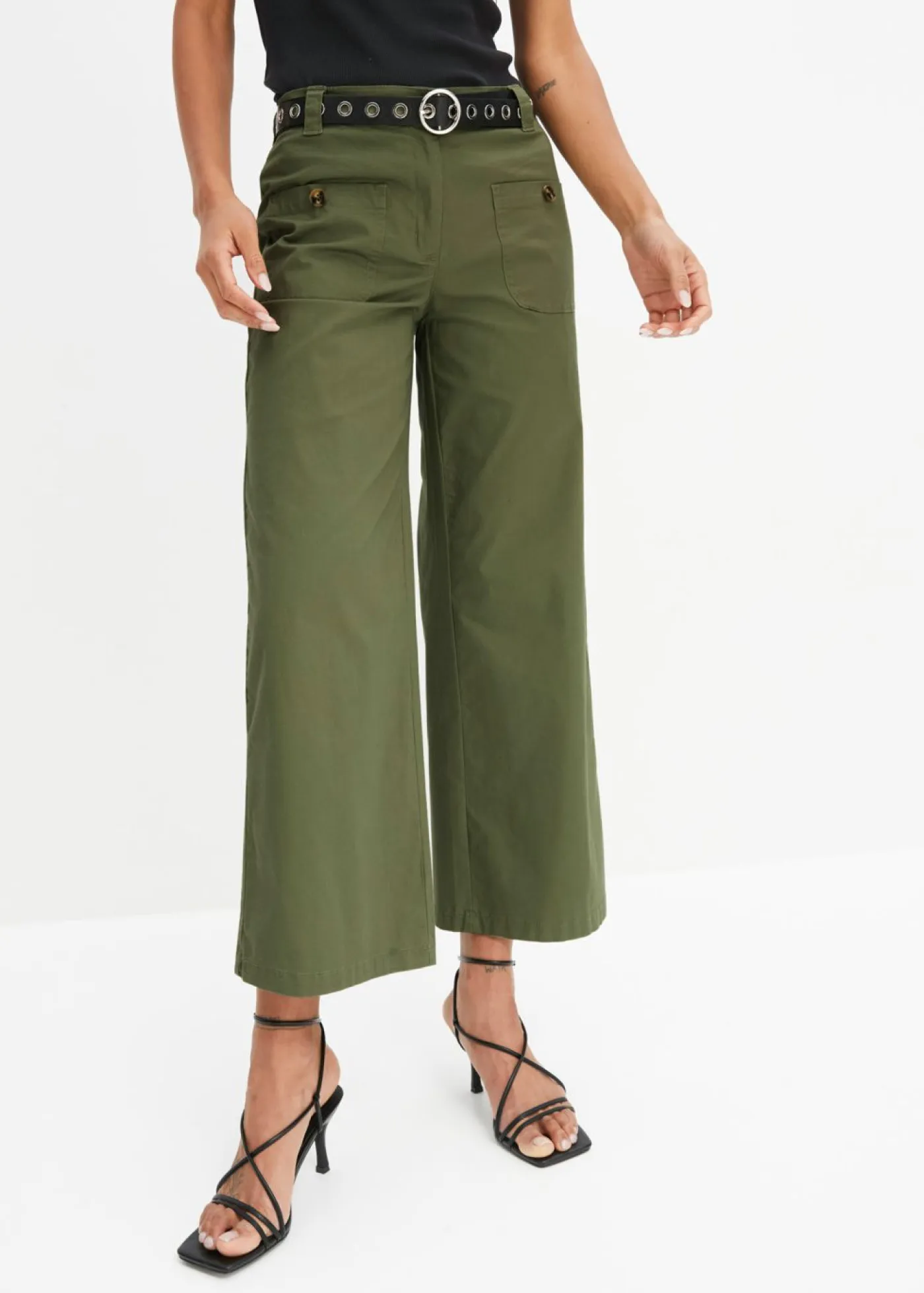 Pantalón ancho de cinturilla cómoda y talle alto Mujer Pantalones