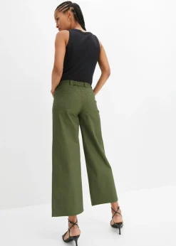 Pantalón ancho de cinturilla cómoda y talle alto Mujer Pantalones