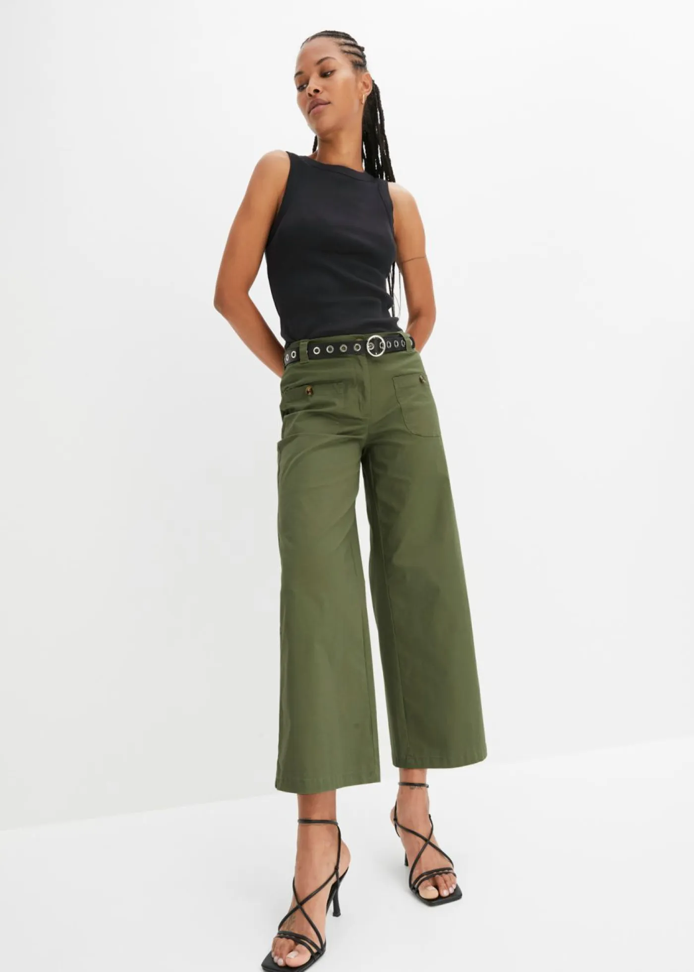 Pantalón ancho de cinturilla cómoda y talle alto Mujer Pantalones