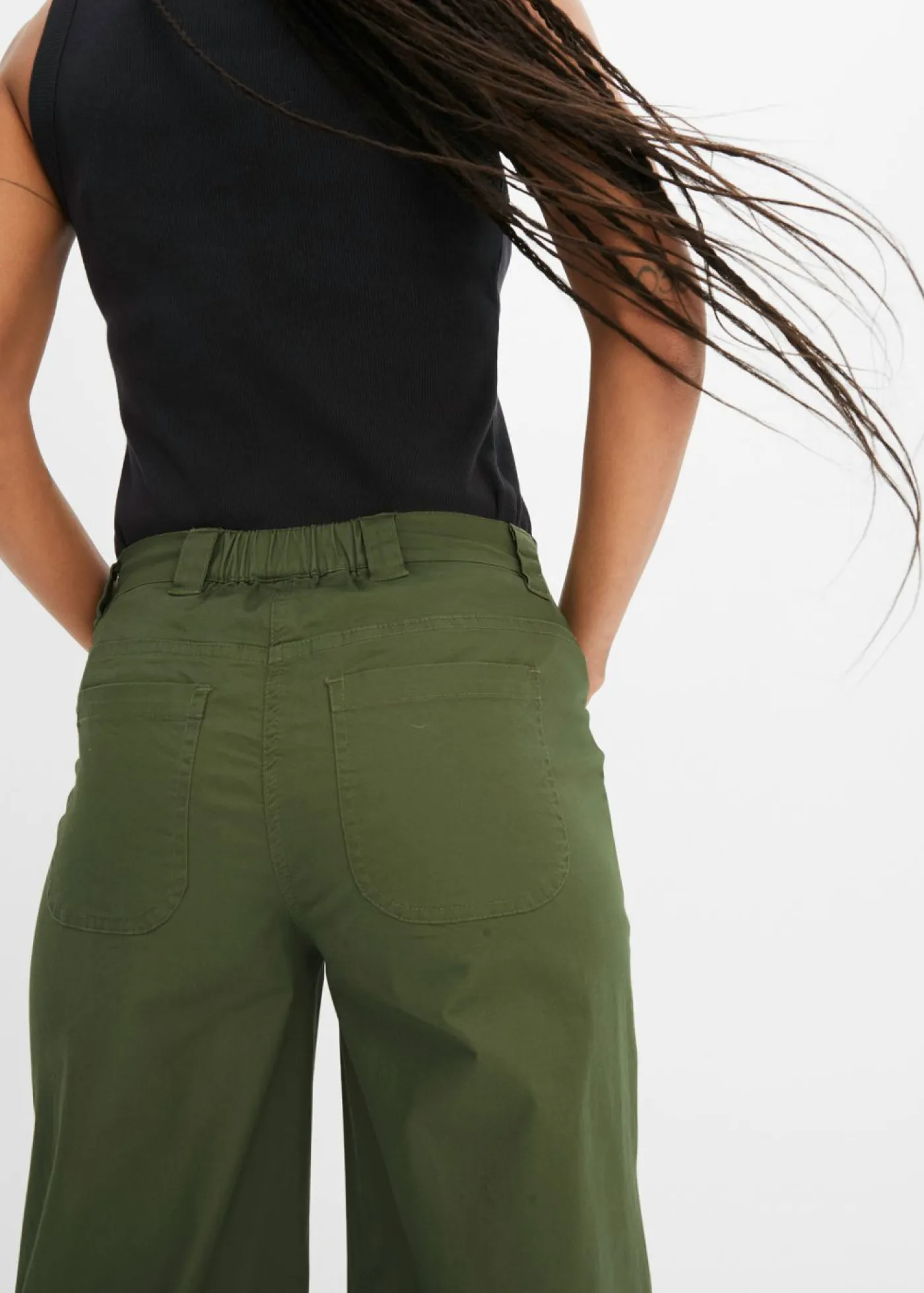 Pantalón ancho de cinturilla cómoda y talle alto Mujer Pantalones