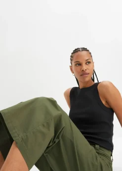 Pantalón ancho de cinturilla cómoda y talle alto Mujer Pantalones