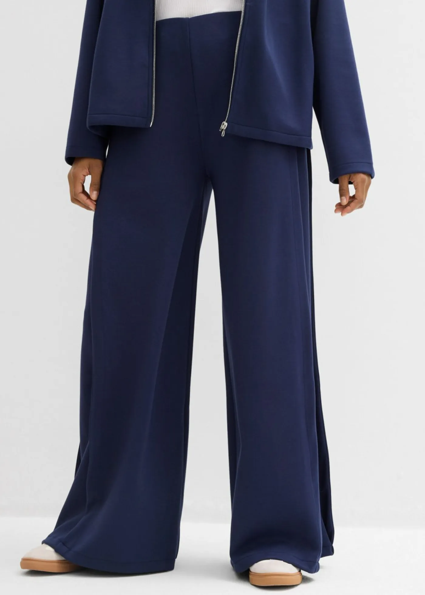 Sale Pantalón ancho de mezcla de modal con pliegue lateral Mujer Esenciales|Pantalones