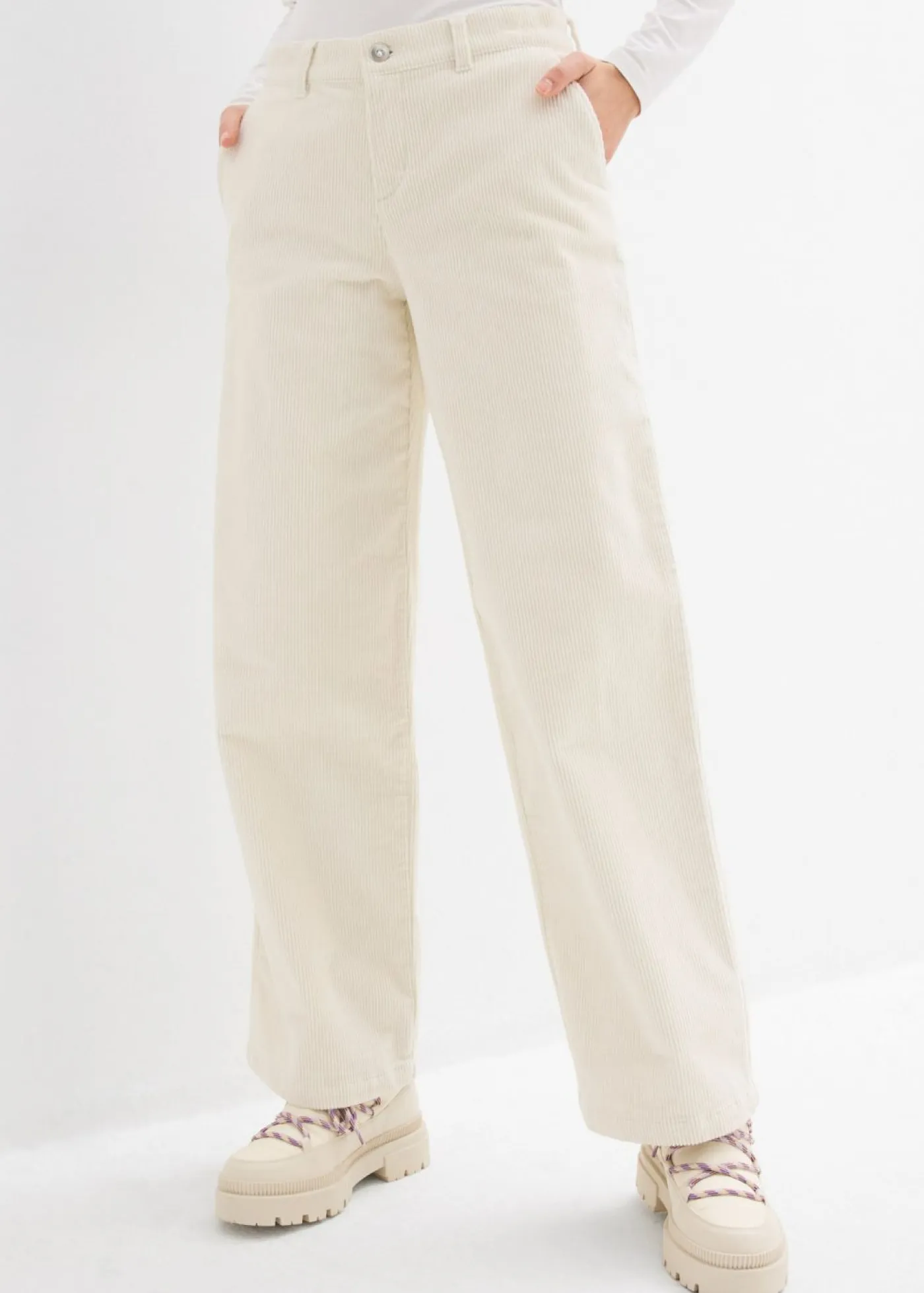 Pantalón ancho de pana Mujer Pantalones