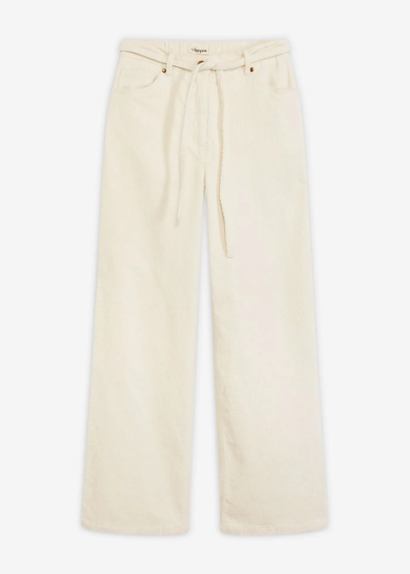Pantalón ancho de pana con cinturón Mujer Pantalones