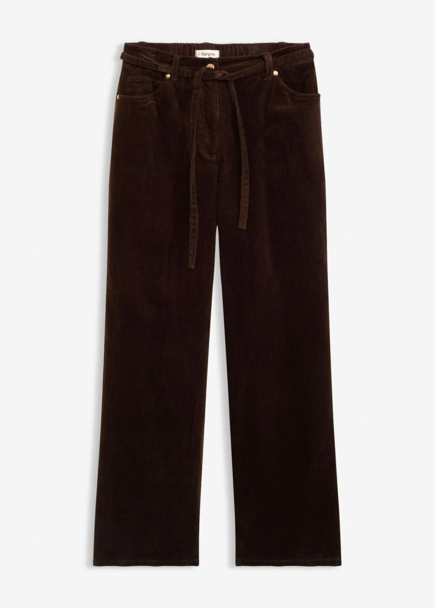 New Pantalón ancho de pana con cinturón Mujer Pantalones