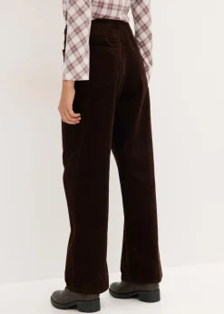 New Pantalón ancho de pana con cinturón Mujer Pantalones