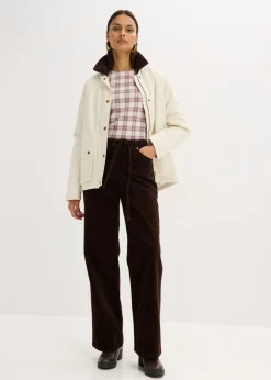 New Pantalón ancho de pana con cinturón Mujer Pantalones