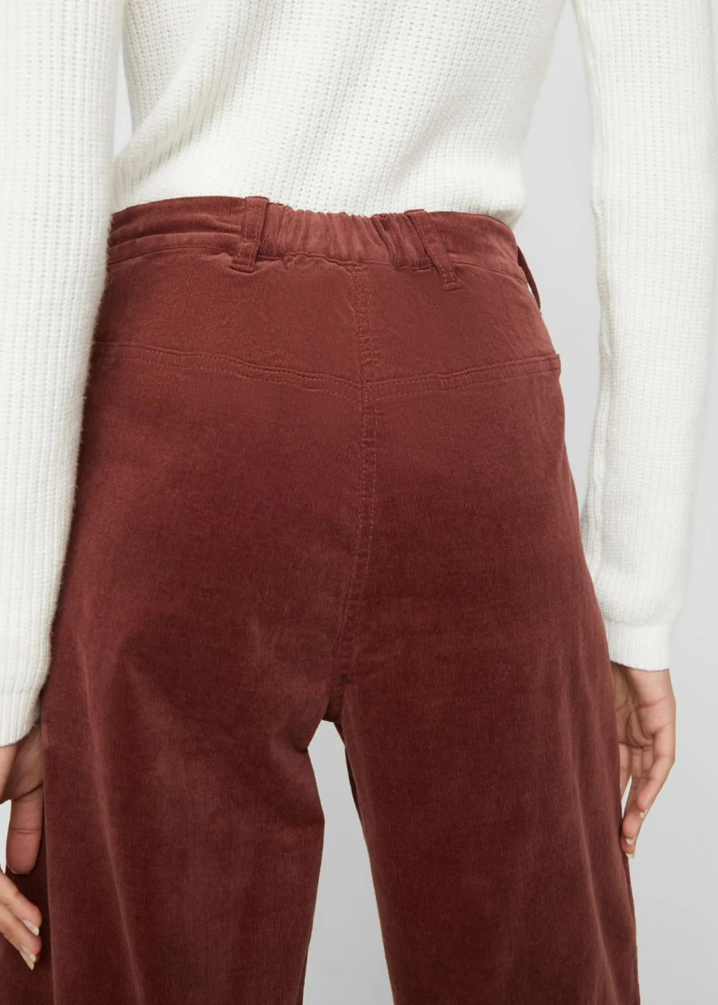 Best Pantalón ancho de pana elástica con cintura cómoda high waist, largo 7/8 Mujer Pantalones