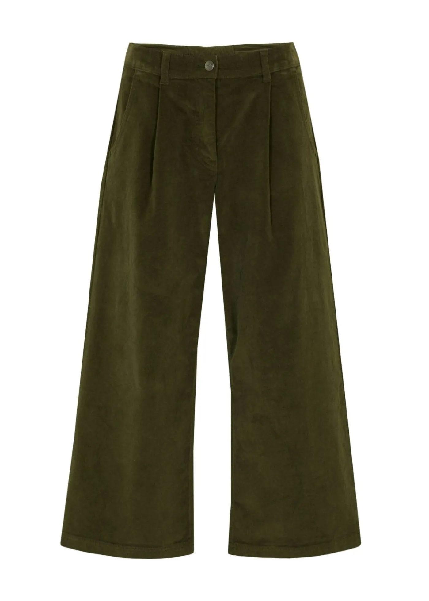 Clearance Pantalón ancho de pana elástica con cintura cómoda high waist, largo 7/8 Mujer Pantalones