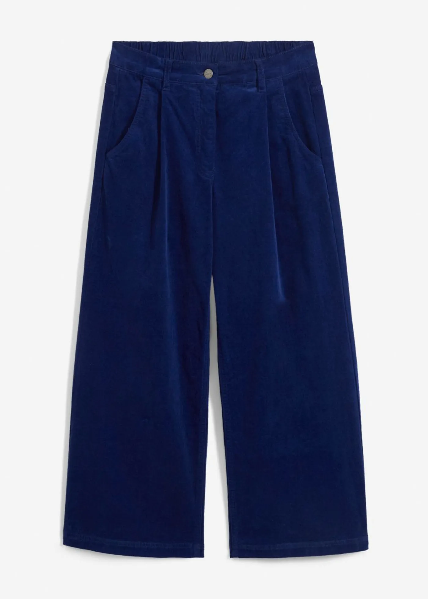 Hot Pantalón ancho de pana elástica con cintura cómoda high waist, largo 7/8 Mujer Pantalones