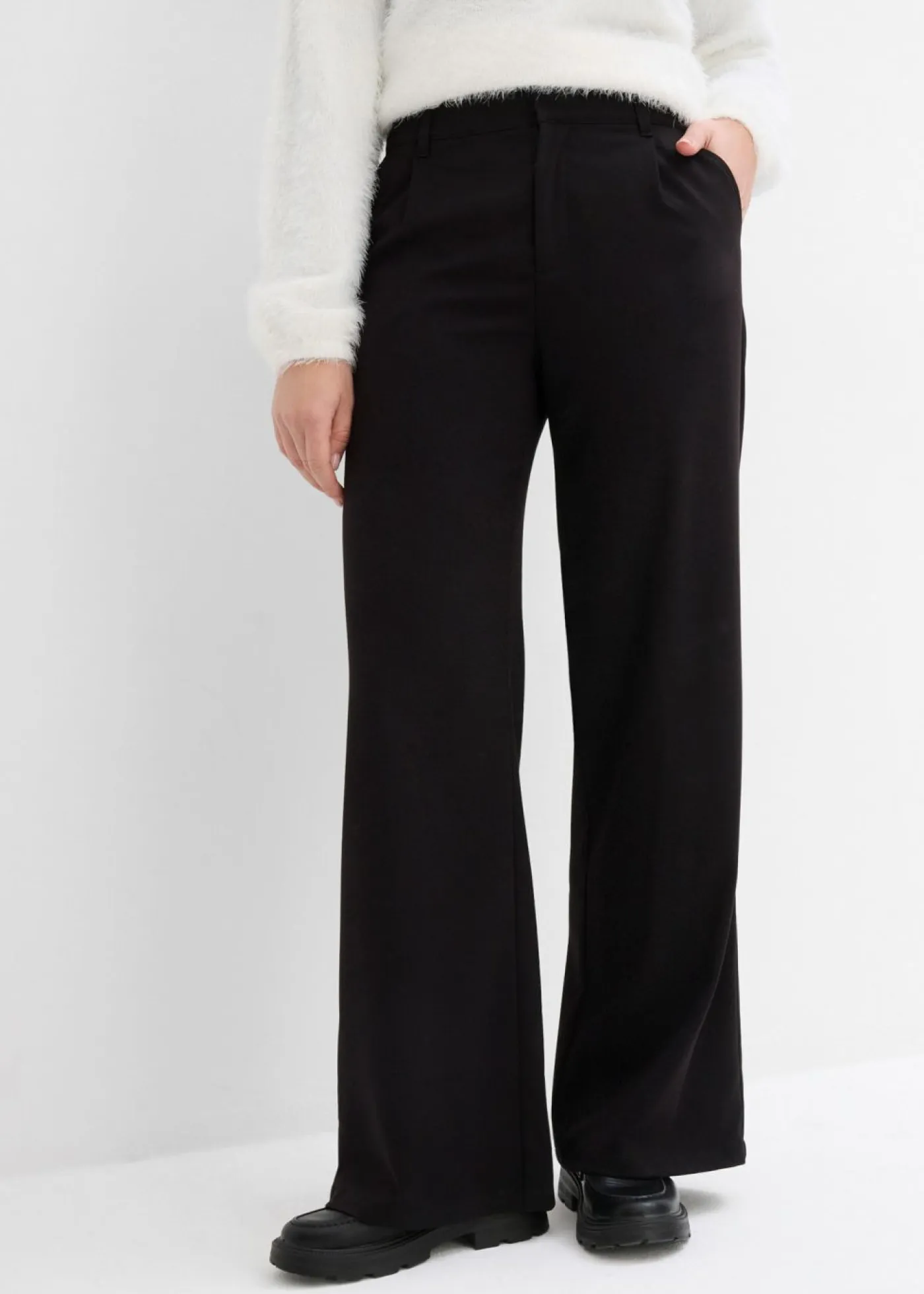 Clearance Pantalón ancho de pliegues de mezcla de viscosa Mujer Pantalones