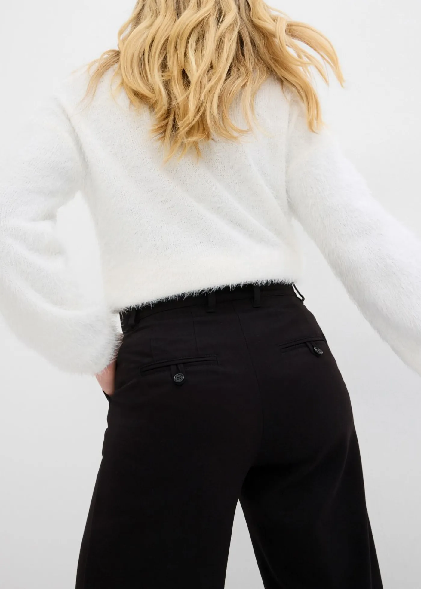 Clearance Pantalón ancho de pliegues de mezcla de viscosa Mujer Pantalones