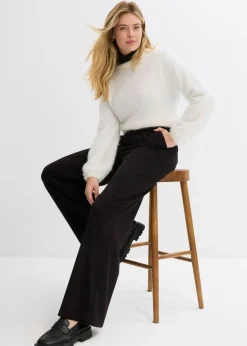 Clearance Pantalón ancho de pliegues de mezcla de viscosa Mujer Pantalones