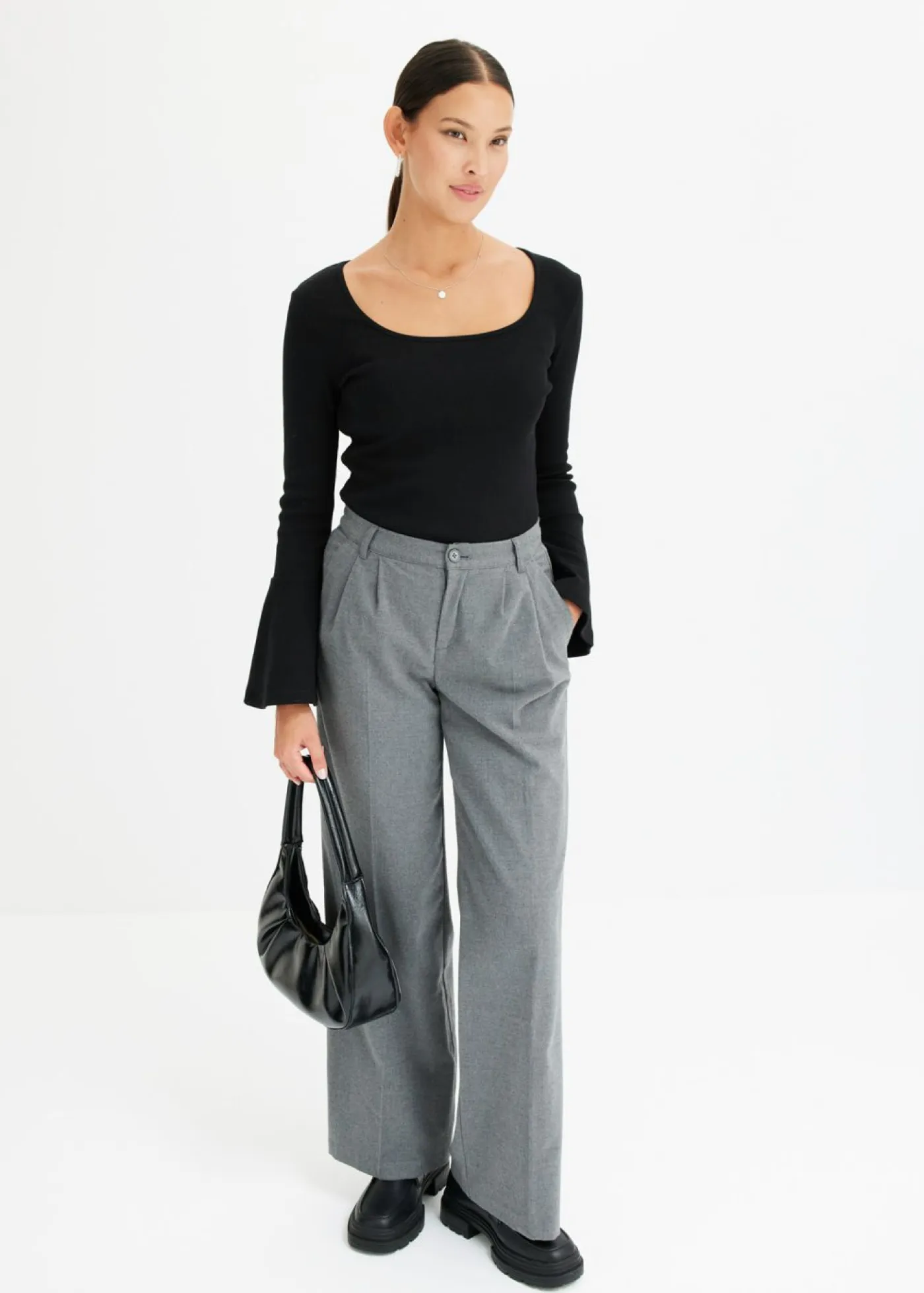 Discount Pantalón ancho de pliegues Mujer Pantalones