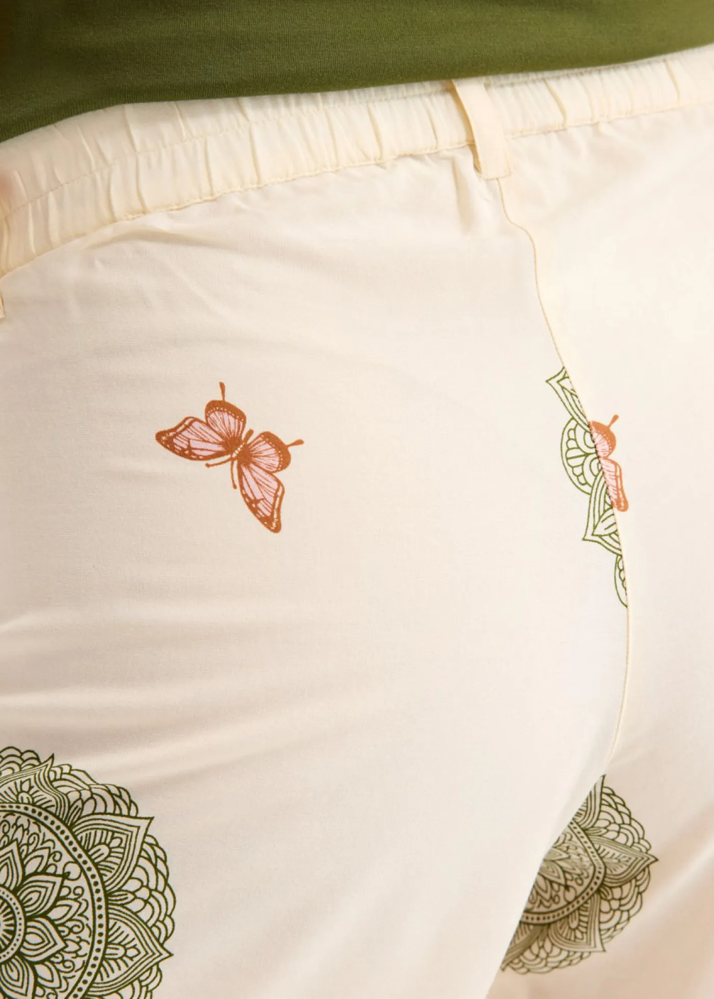 New Pantalón ancho de viscosa con estampado en el borde Mujer Pantalones