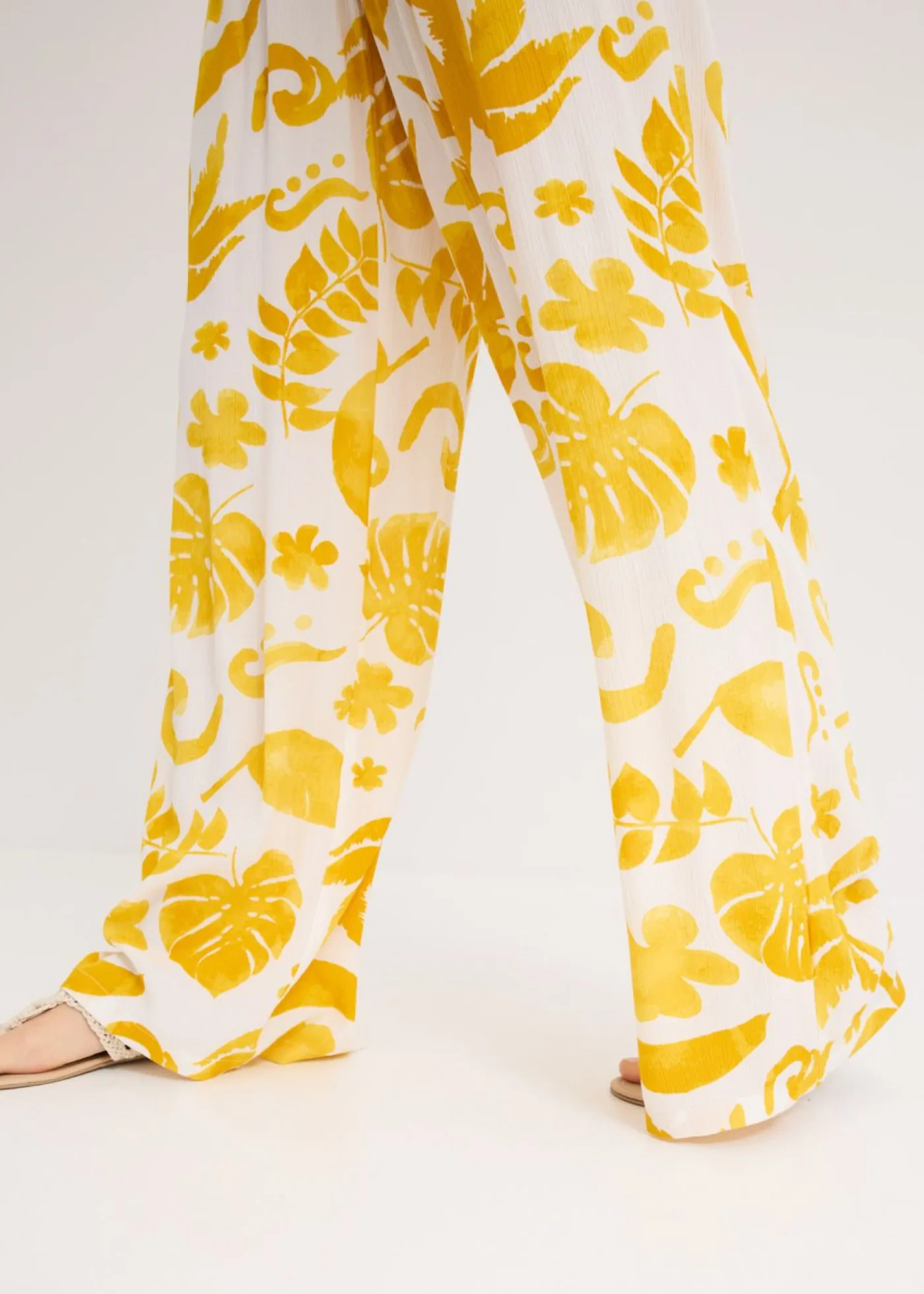Sale Pantalón ancho estampado de viscosa estructurada Mujer Pantalones