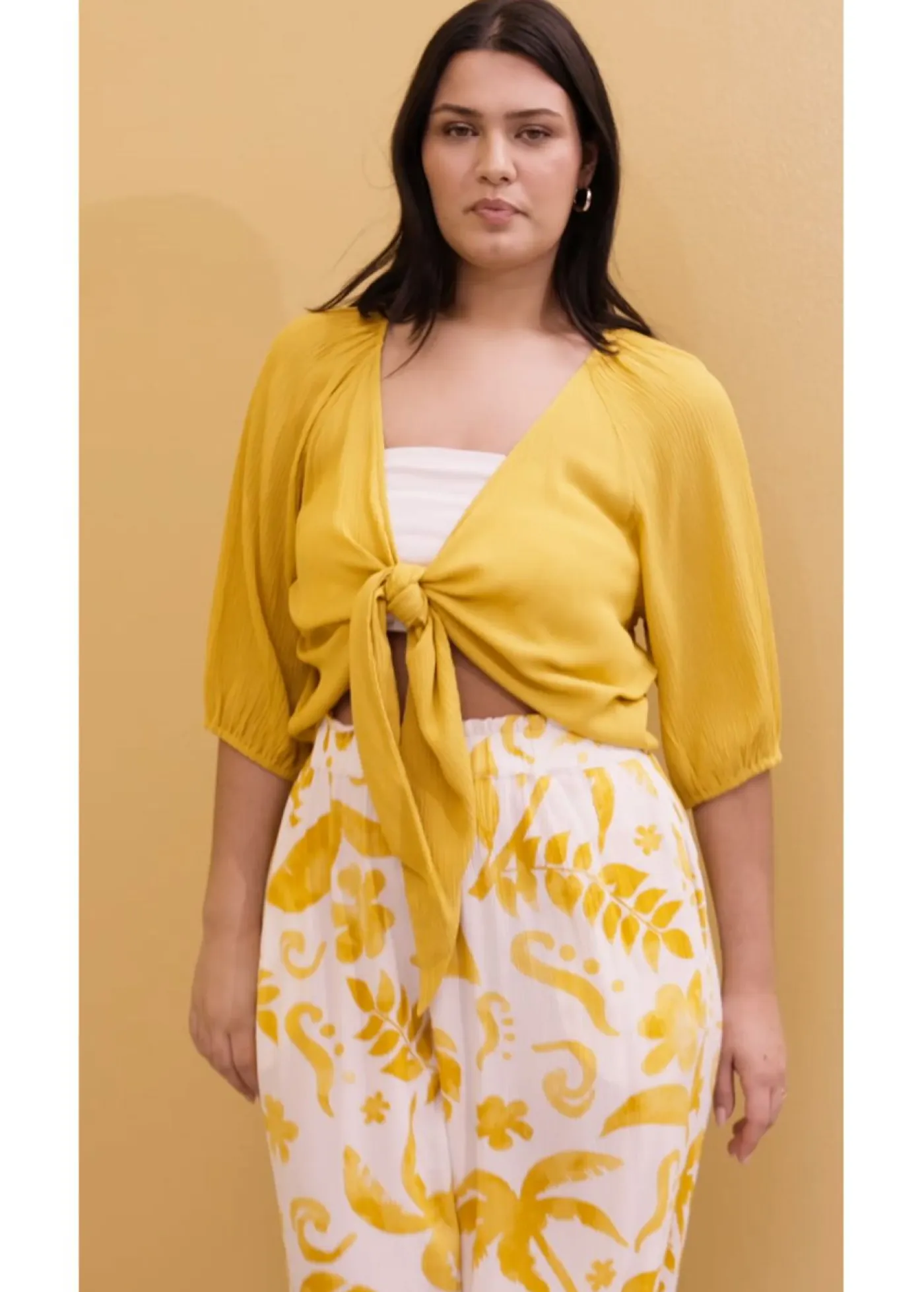 Sale Pantalón ancho estampado de viscosa estructurada Mujer Pantalones