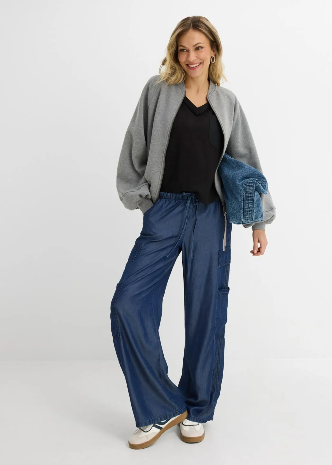 Discount Pantalón ancho sin cierre de lyocell fluido Mujer Pantalones|Novedades
